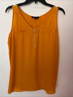 Fortune + Ivy Zip-Front Sleeveless Tank Top in Mustard